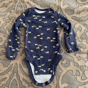 Navy Blue construction Baby Onesie